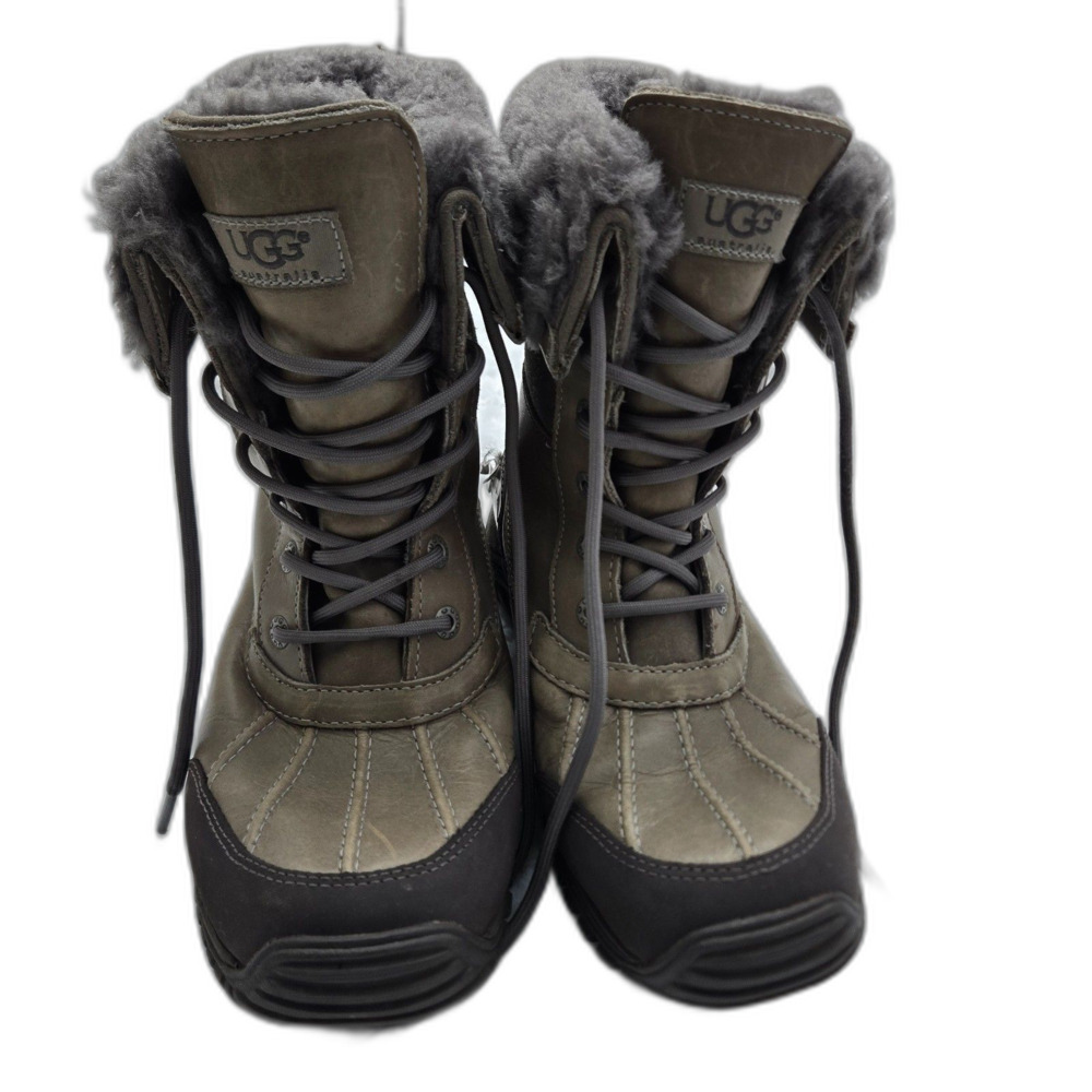 UGG Tall Suede Lace-Up Winter Boots Brown Fur Lined Size 8.5